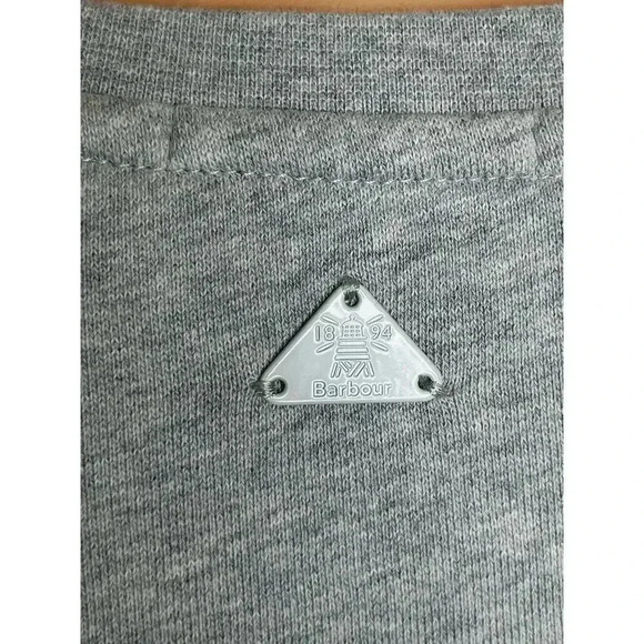 Barbour Poole Overlayer crewneck sweatshirt light gray size 10 NWT - Picture 4 of 9